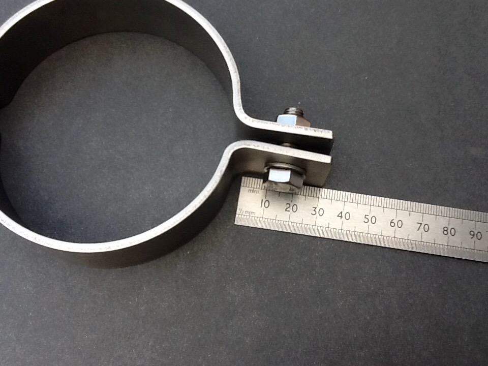 Pipe Clamp 92mm Diameter Stainless Steel 316L Grade 25mm X 3mm