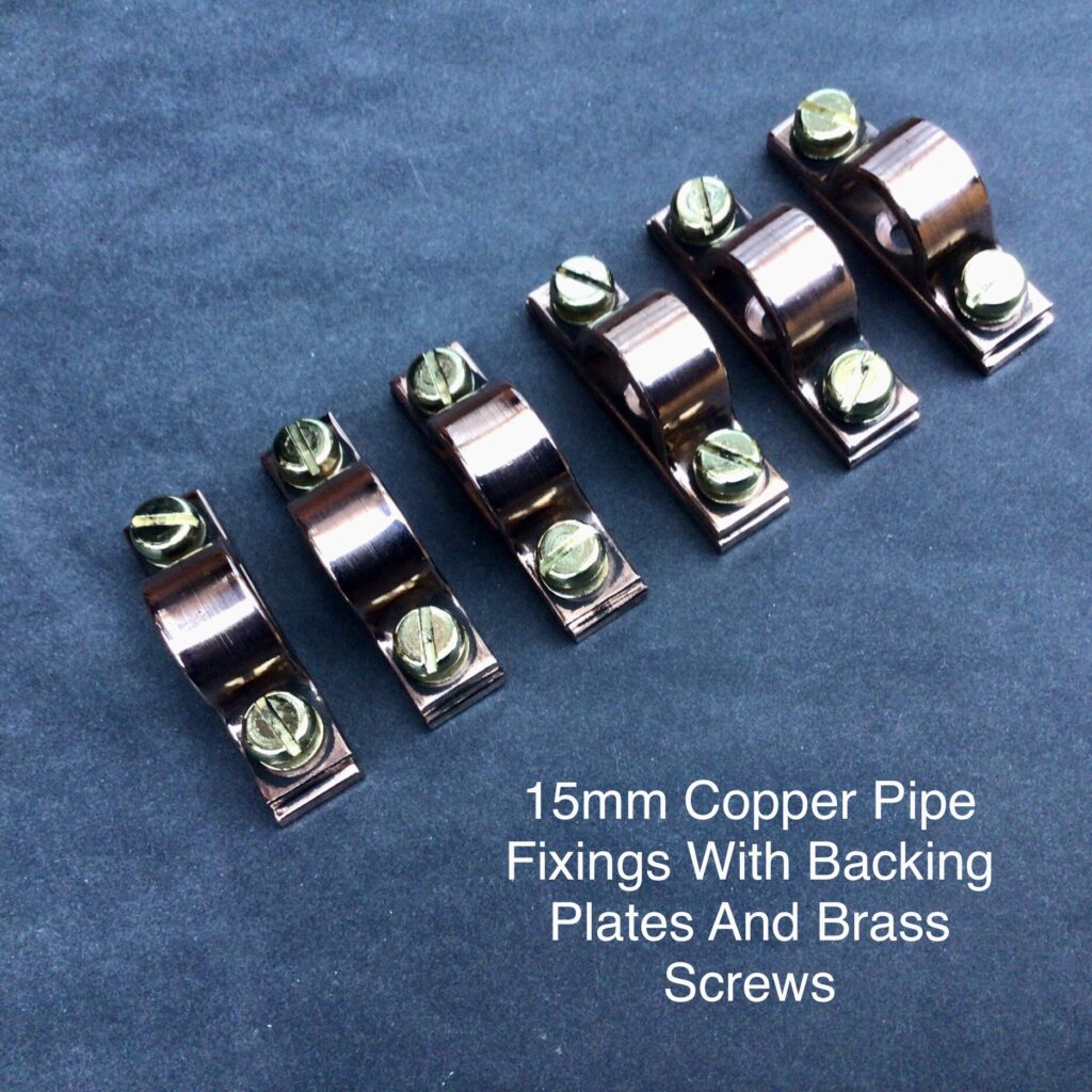 Copper Pipe Clips With Backing Plates For 15mm OD Pipes