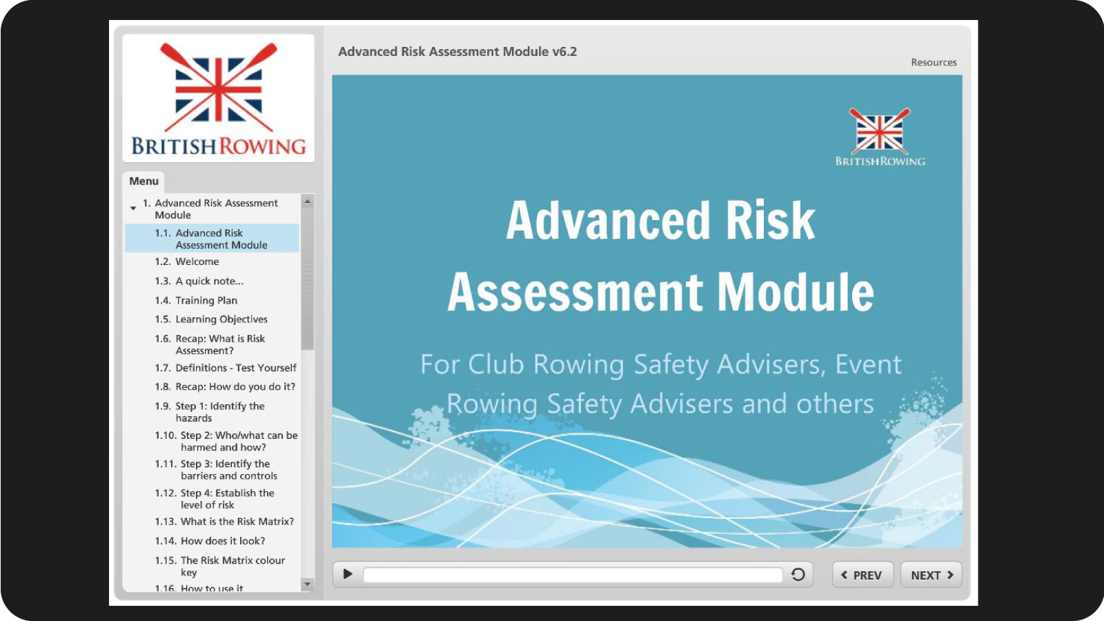 Advanced Risk Assessment Module British Rowing
