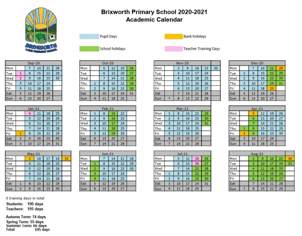 Brixworth CEVC Primary School Calendar