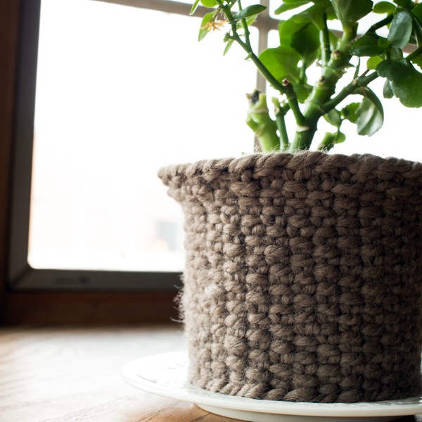 Linen Stitch Flower Pot Knitting Pattern Brome Fields