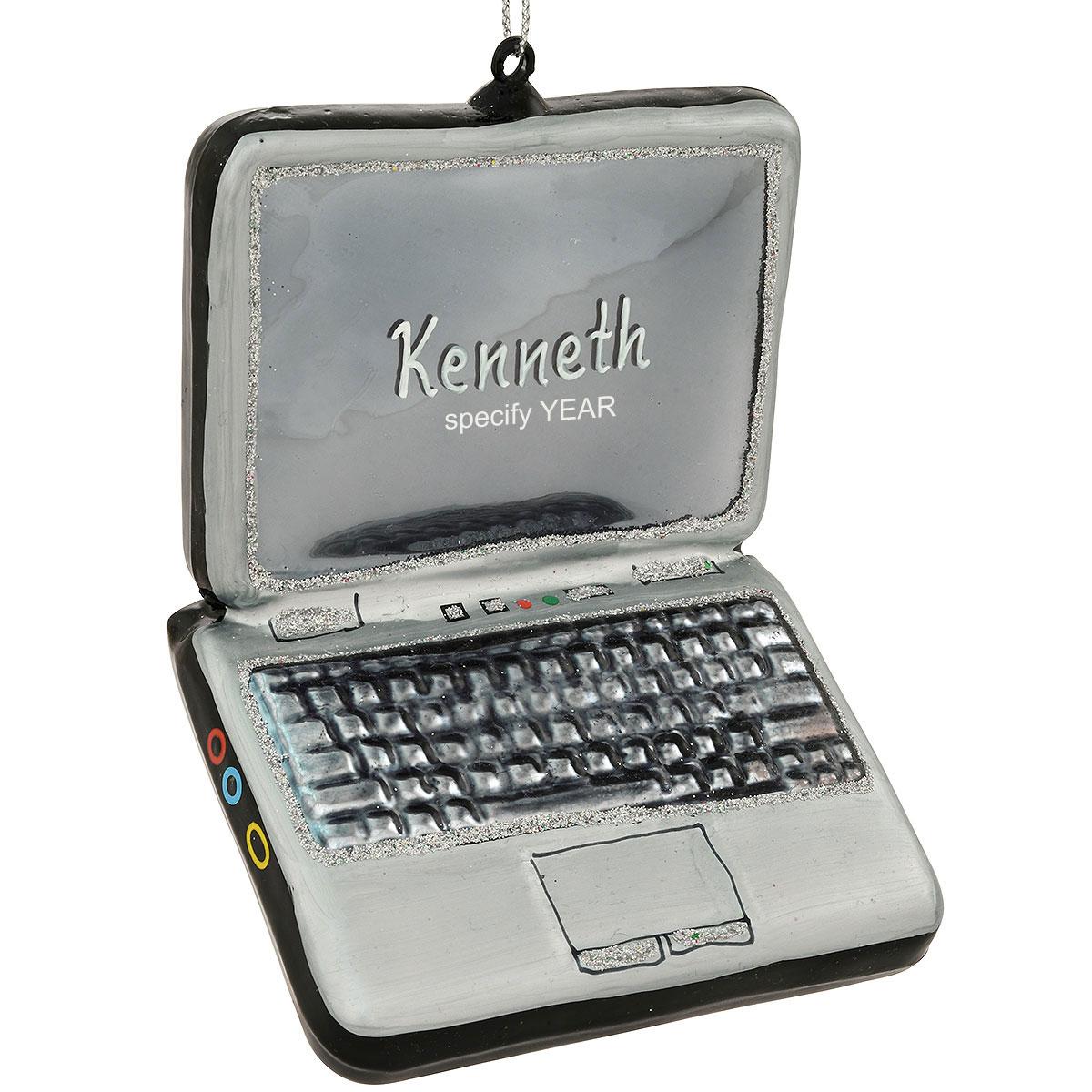 Personalized Laptop Computer Glass Ornament