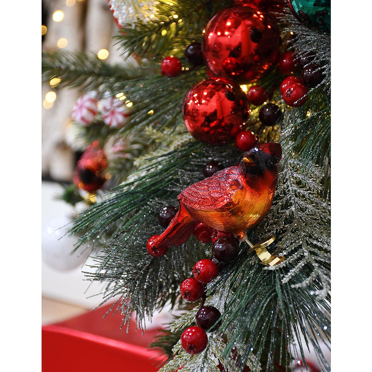 Resting Cardinal ClipOn Glass Ornament