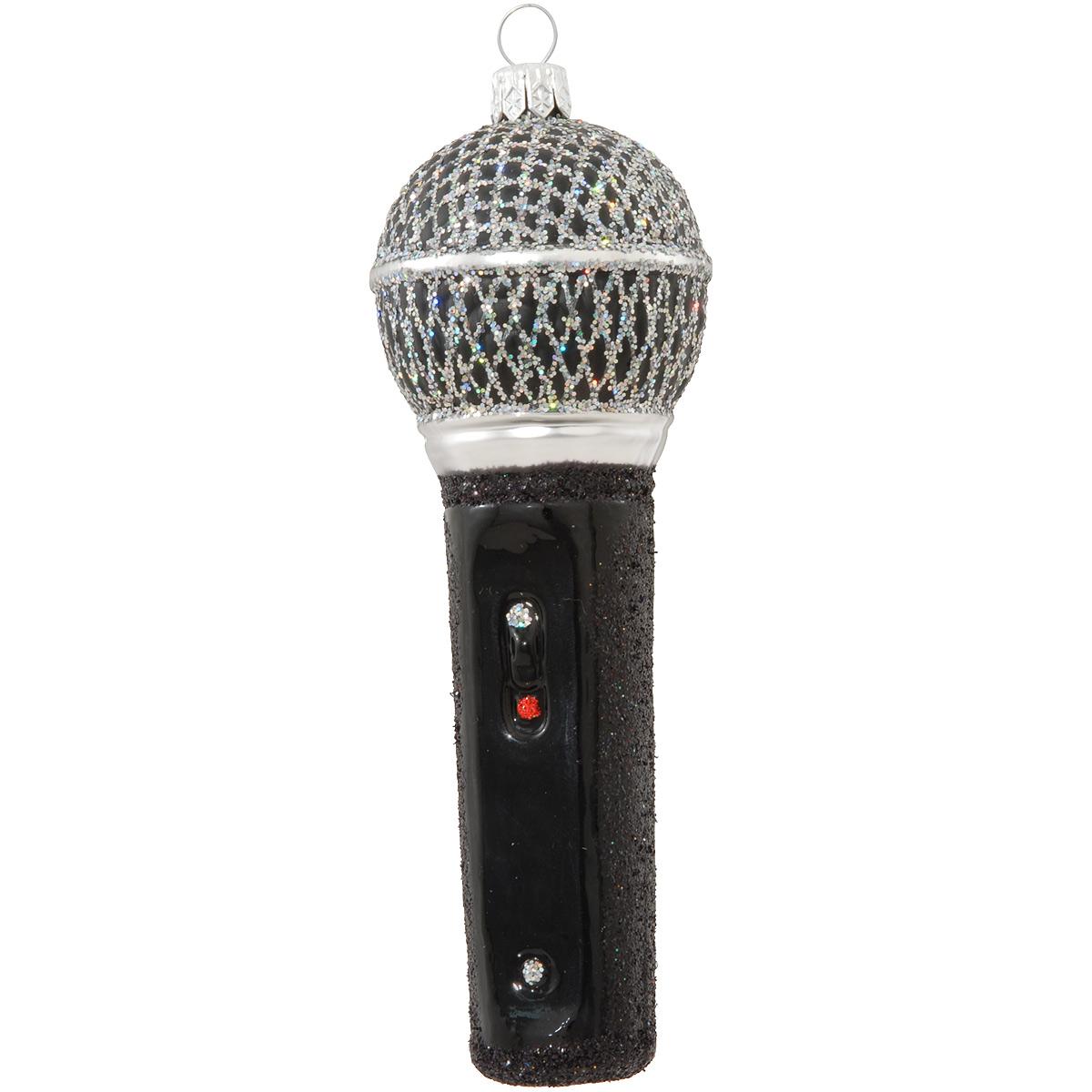 5 Inch Microphone Glass Ornament