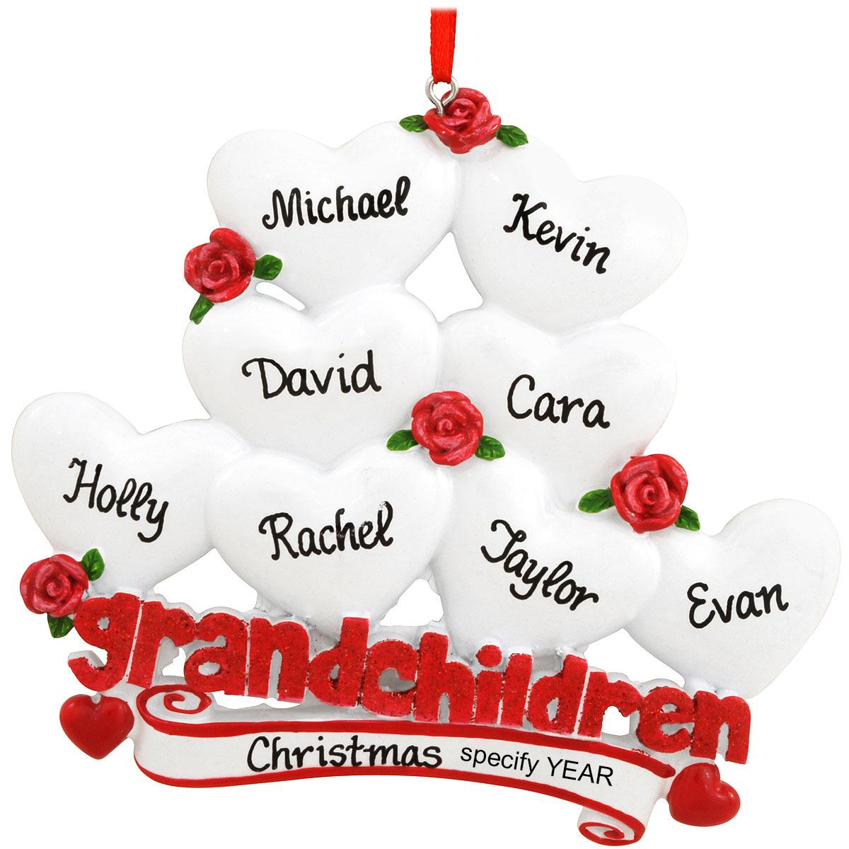 Personalized Grandchildren With 8 Hearts Ornament
