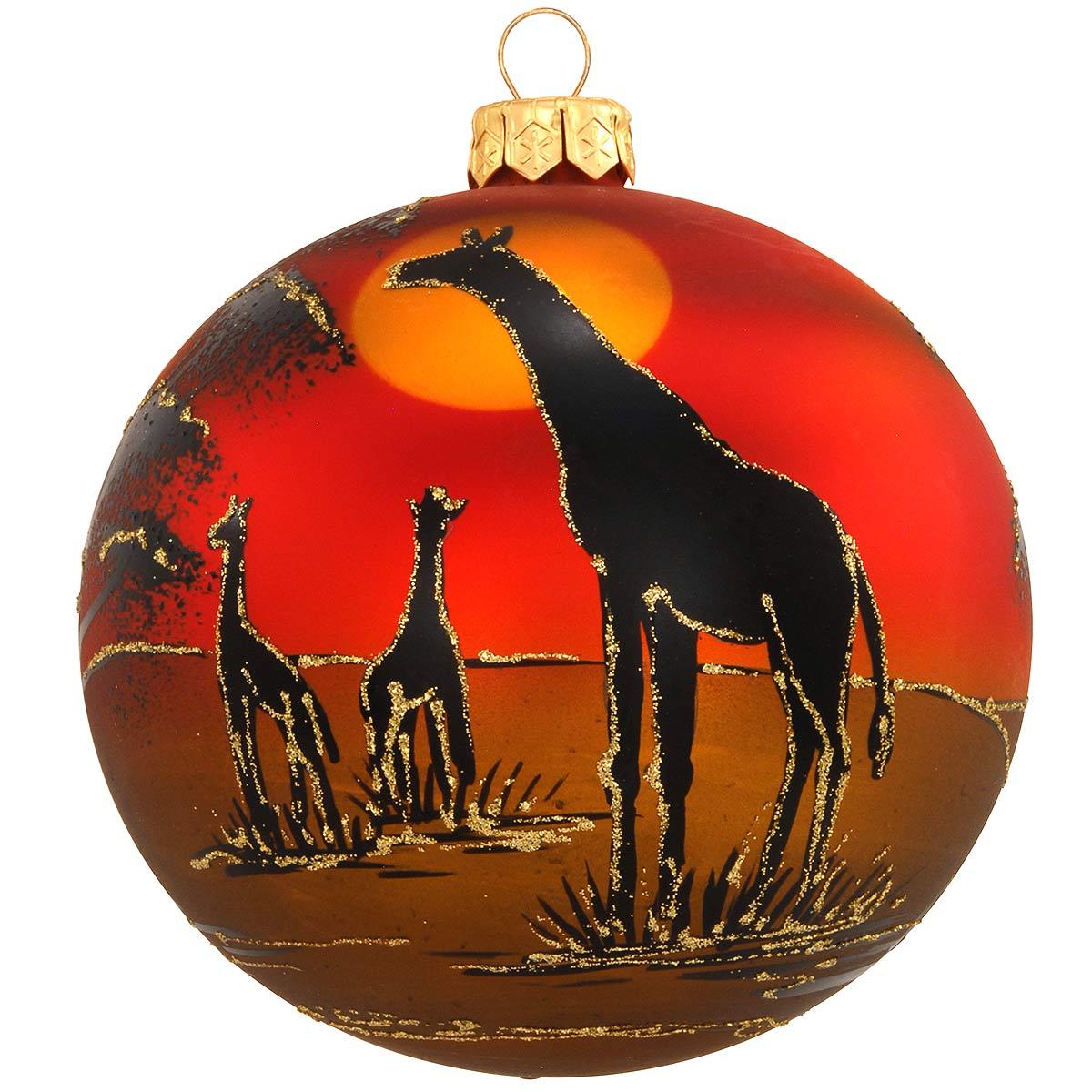 Giraffe Silhouette Glass Ornament
