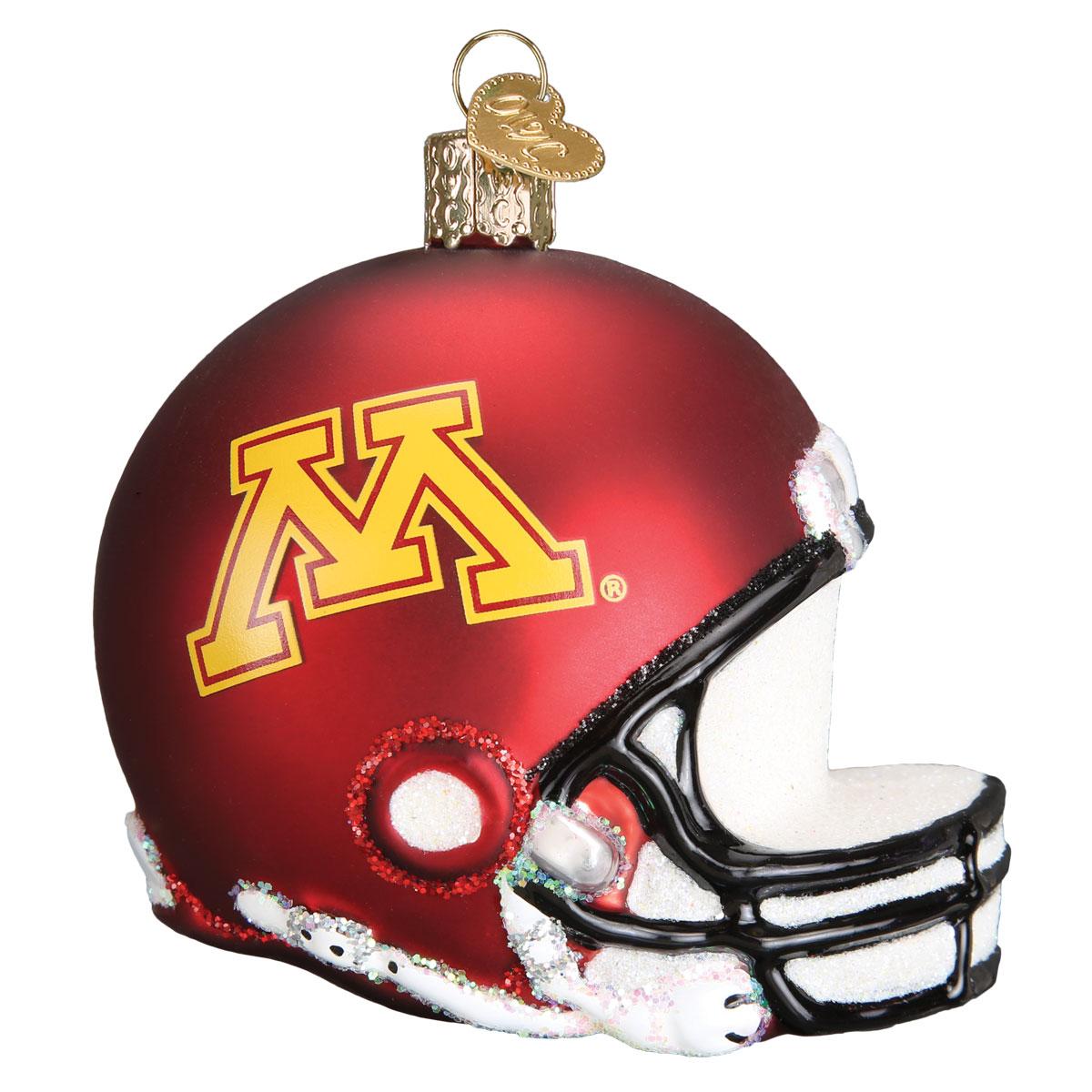 University Of Minnesota Football Helmet Glass Ornament