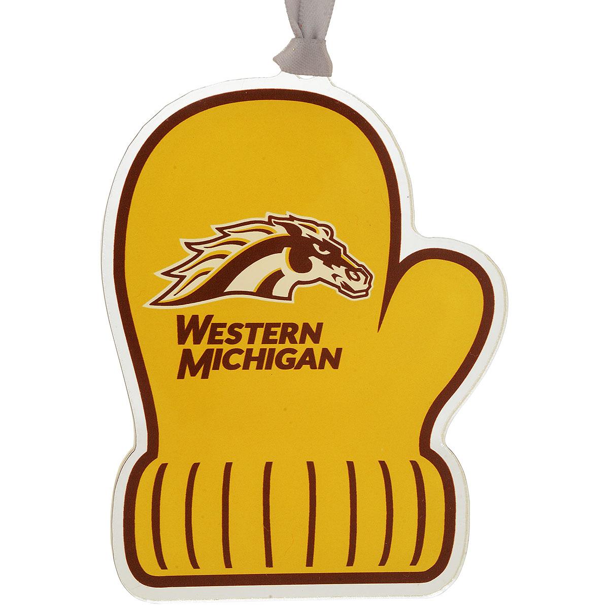 Western Michigan University Mitten Ornament With Logo