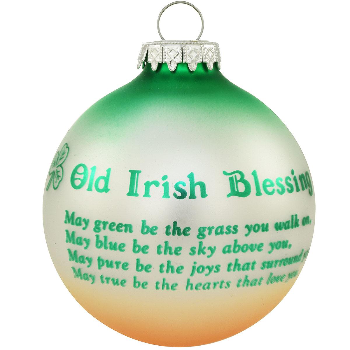 Old Irish Blessing 2 Tone Green/White Glass Ornament