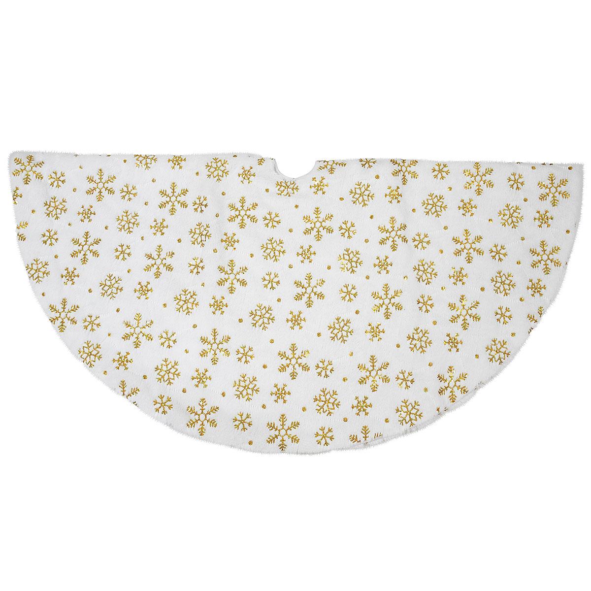 48 Inch Snowflake White And Gold Tree Skirt