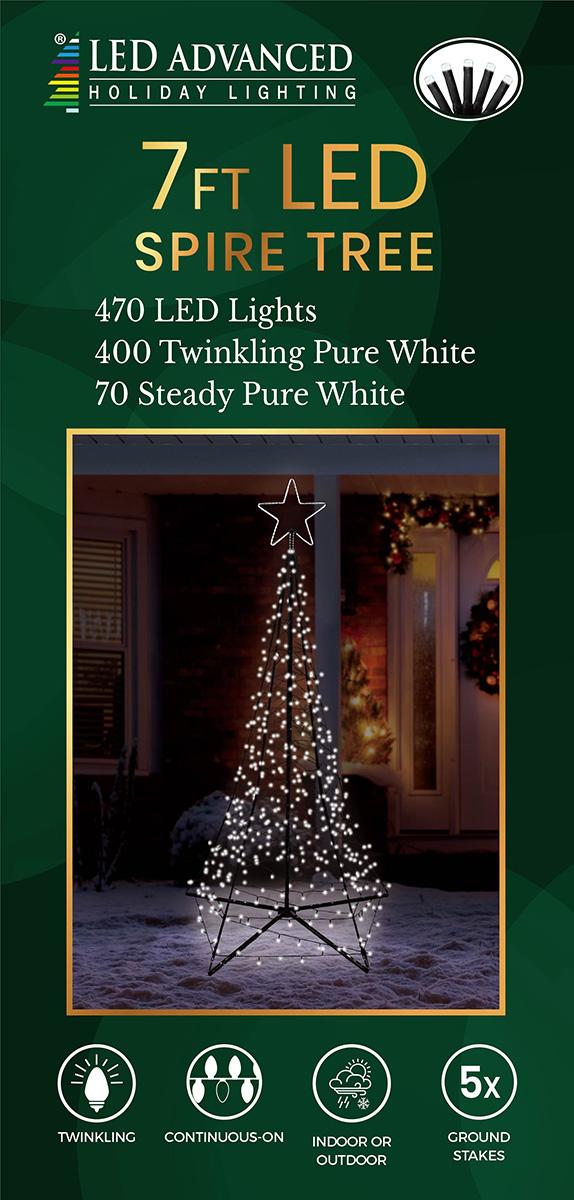 7 Ft Starry Spire Tree With 470 Pure White Lights