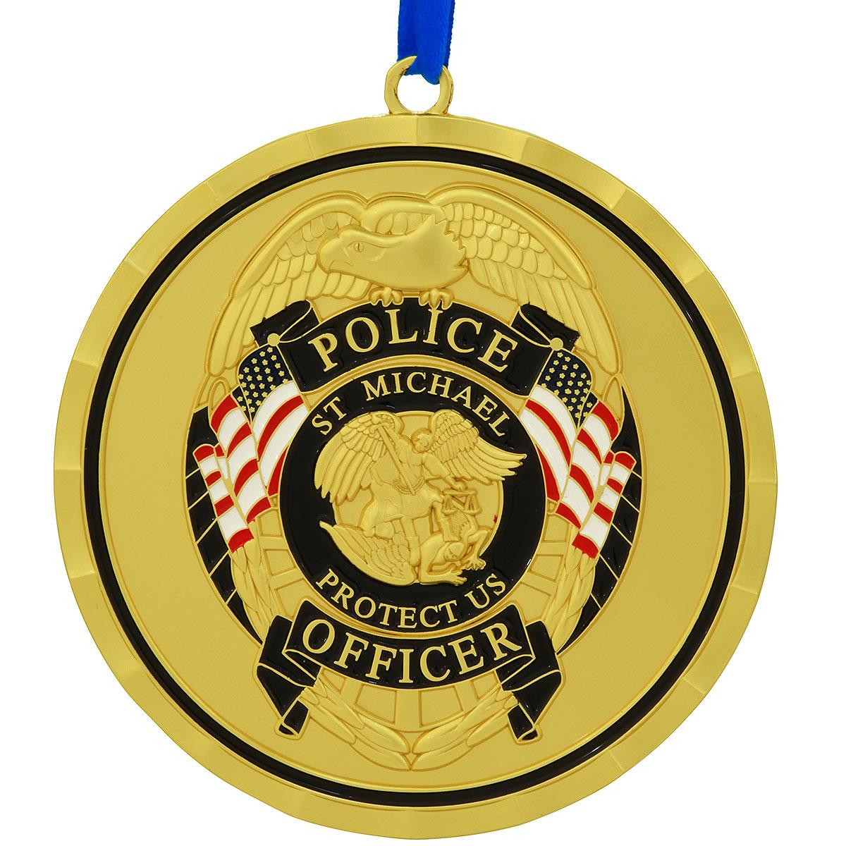 St. Michael Thin Blue Line Metal Ornament