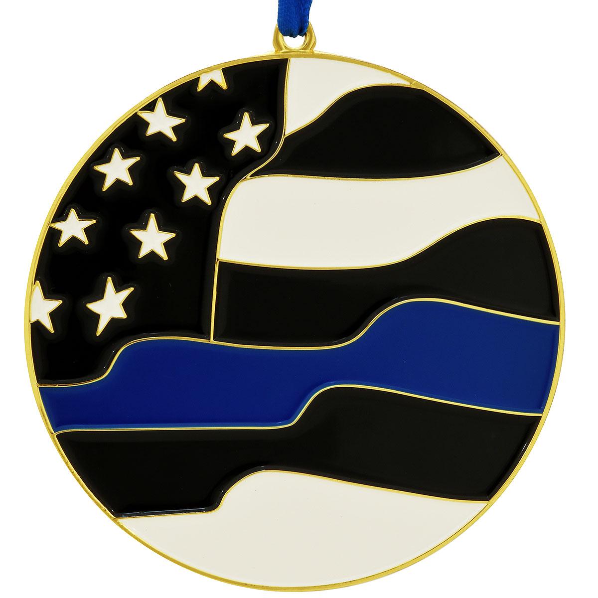Officer Thin Blue Line Metal Ornament