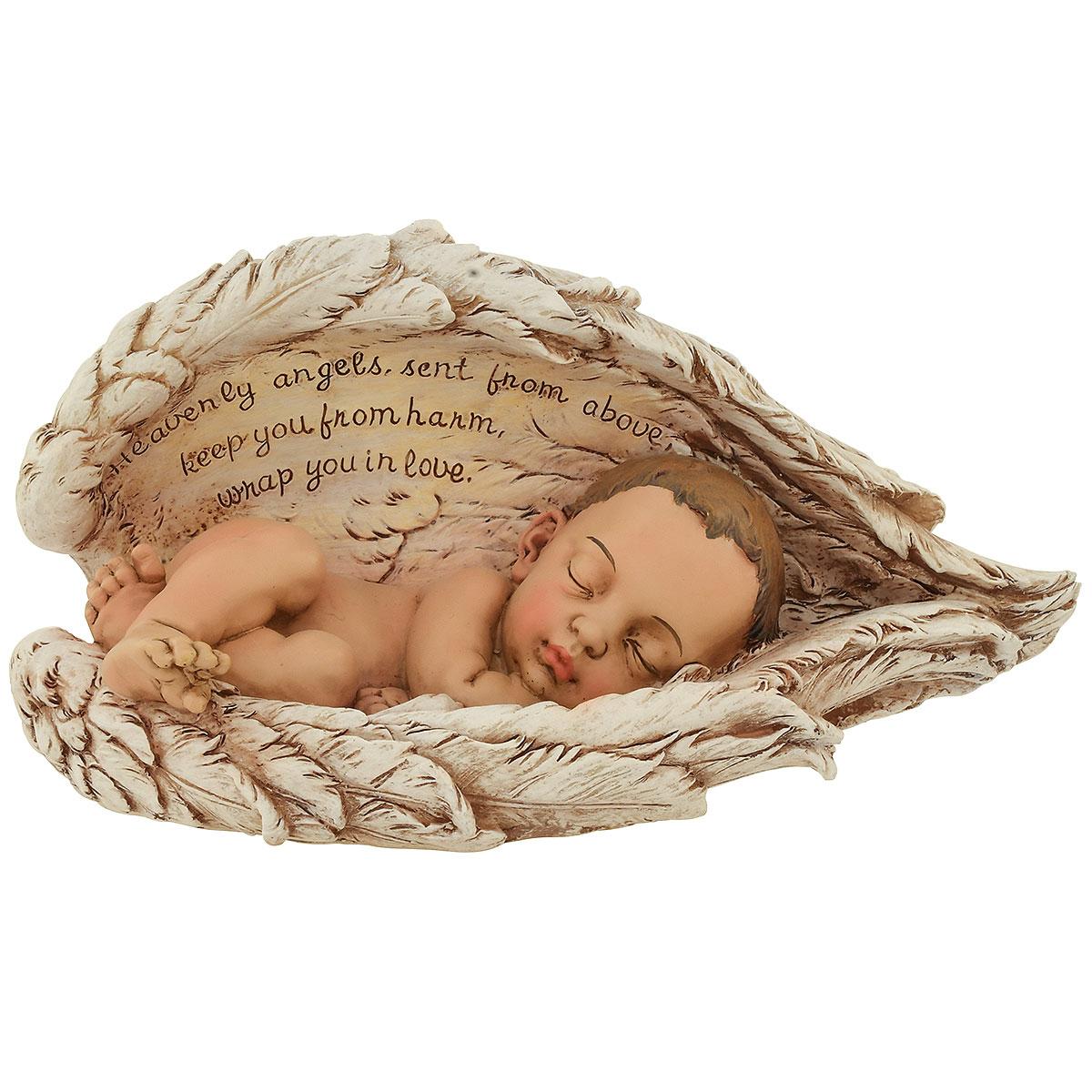 Sleeping Baby In Angel Wings With Sentiment
