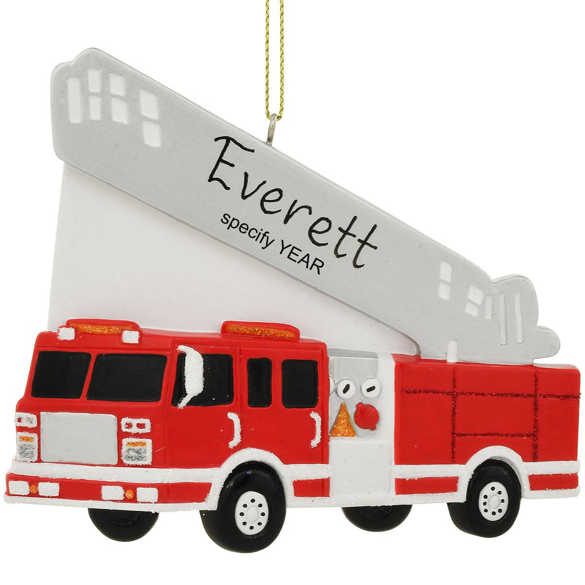 Personalized Fire Truck Resin Ornament