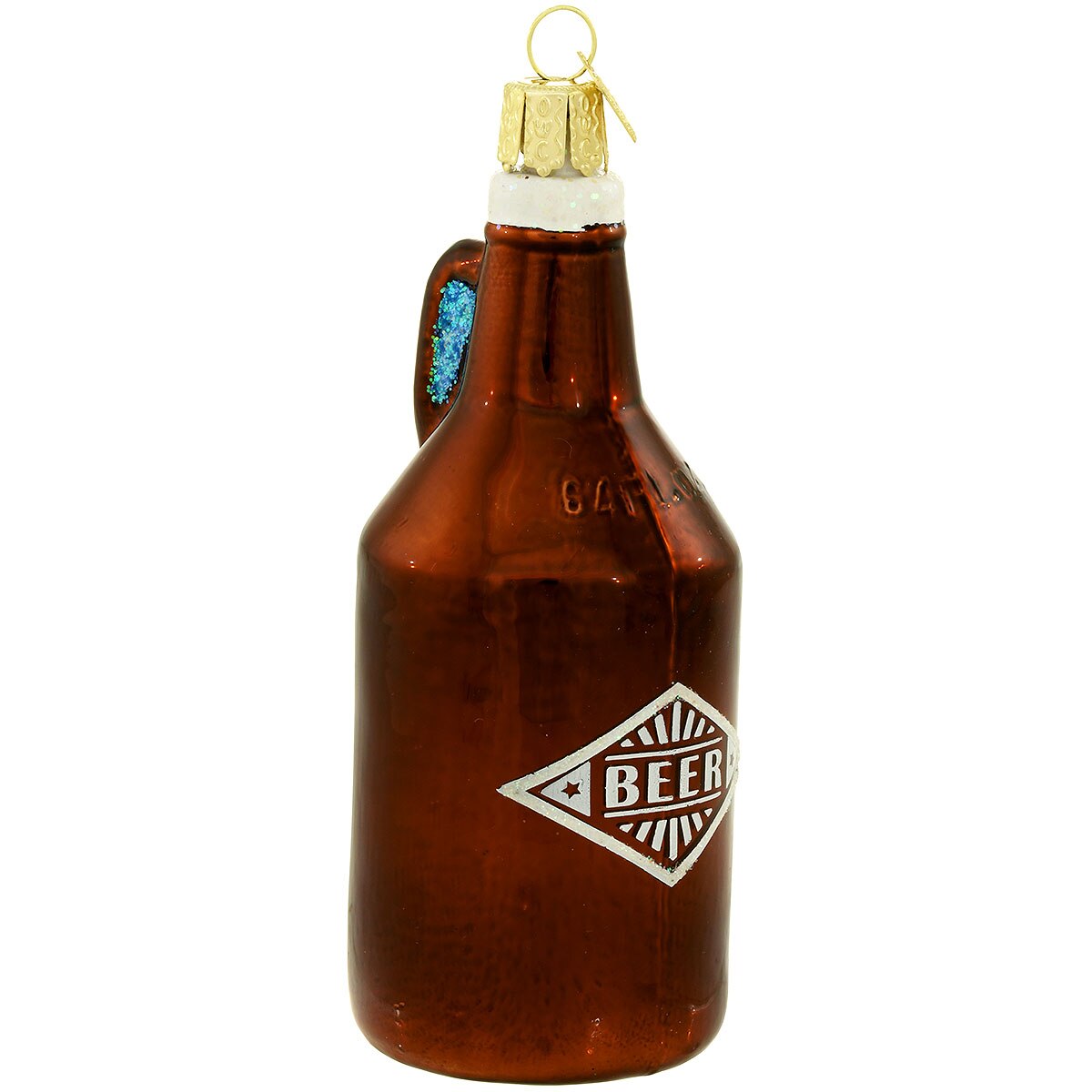Beer Bottle Growler 4.25 Inch Glass Ornament