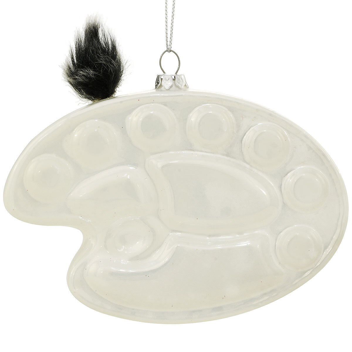 Watercolor Palette And Brush Glass Ornament