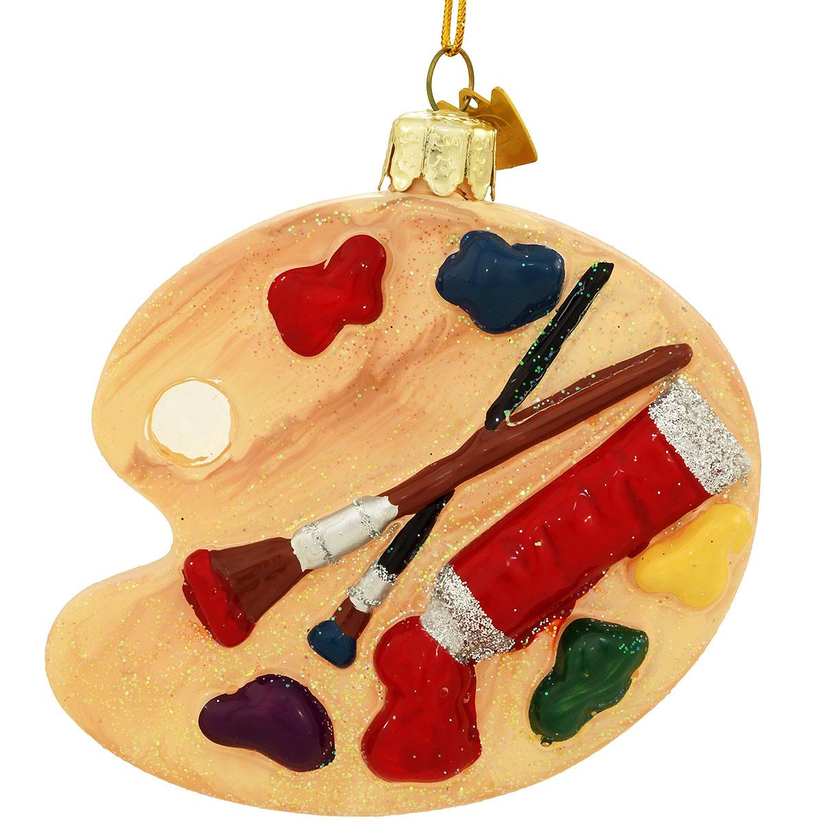 WoodLook Painting Palette Glass Ornament