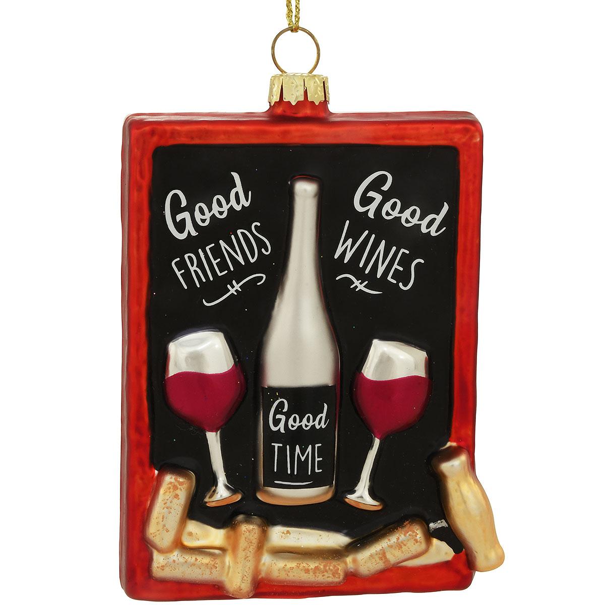 Good Friends, Good Wines Glass Ornament