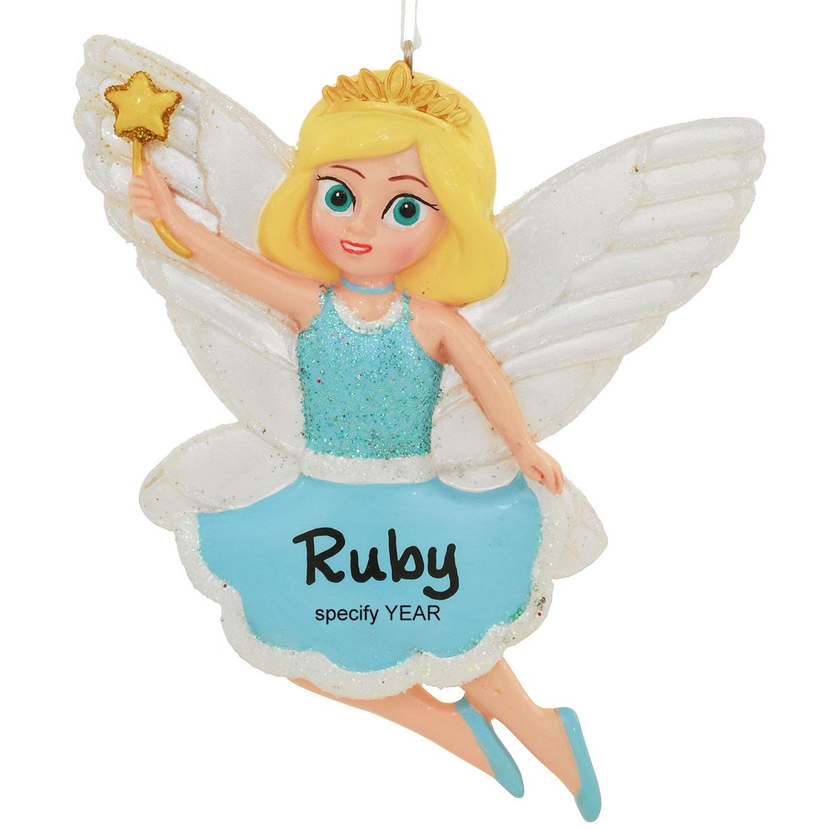 Personalized Fairy In Blue Dress Ornament
