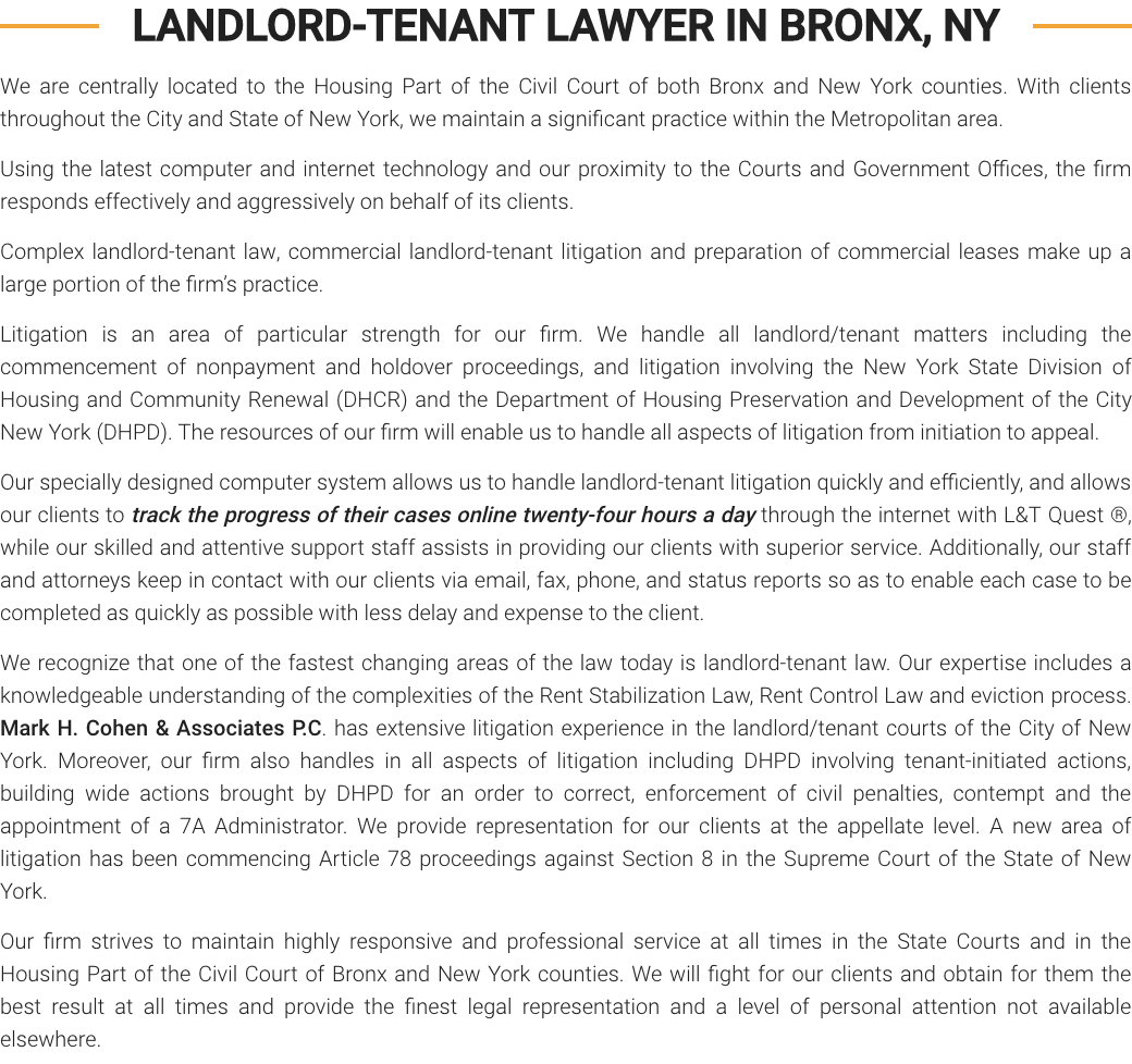 Eviction Lawyer Bronx, NY