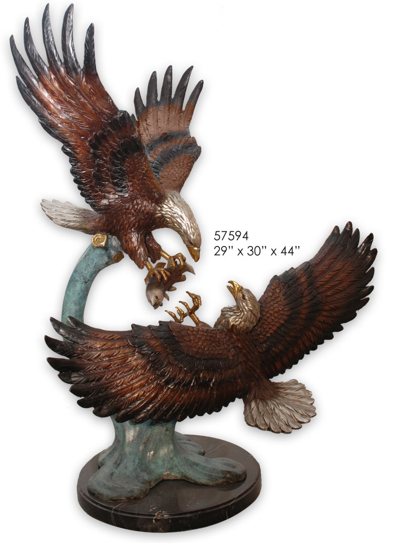 2 Eagles Fighting for fish Bronze Statues and Fountains