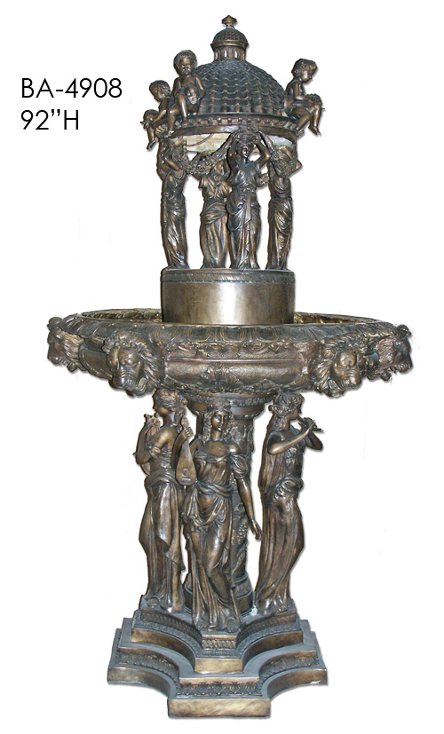 4 Lady MusicianDome Fountain Bronze Statues and Fountains