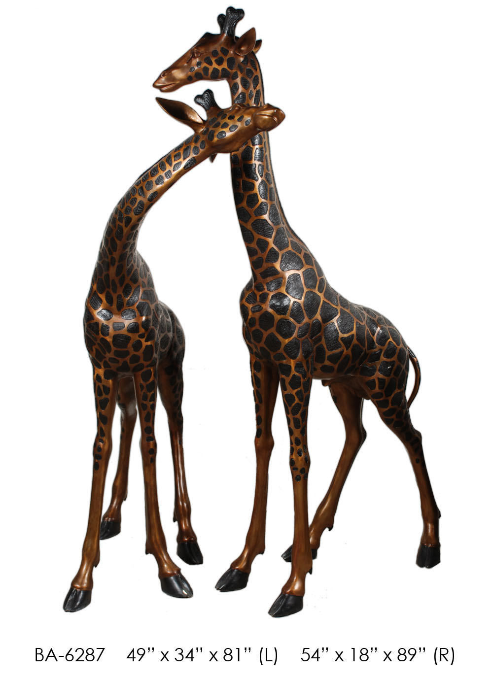 Pair of Extra Large Standing Giraffes Bronze Statues and Fountains