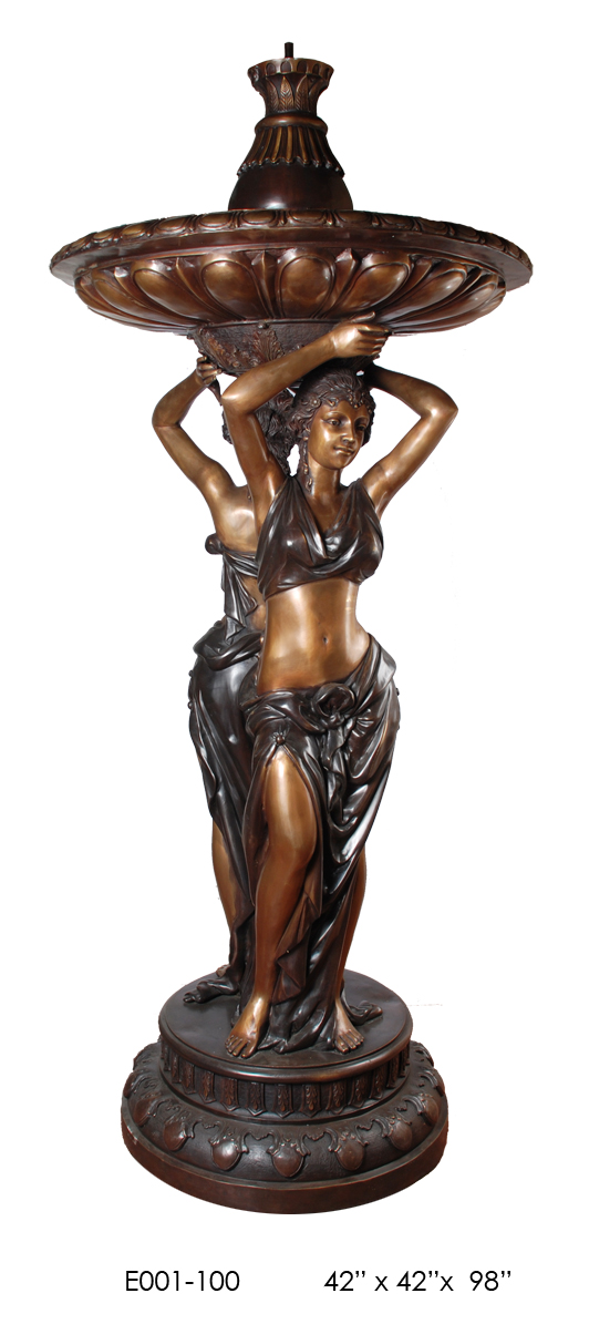 Two Lady Fountain98"H Bronze Statues and Fountains