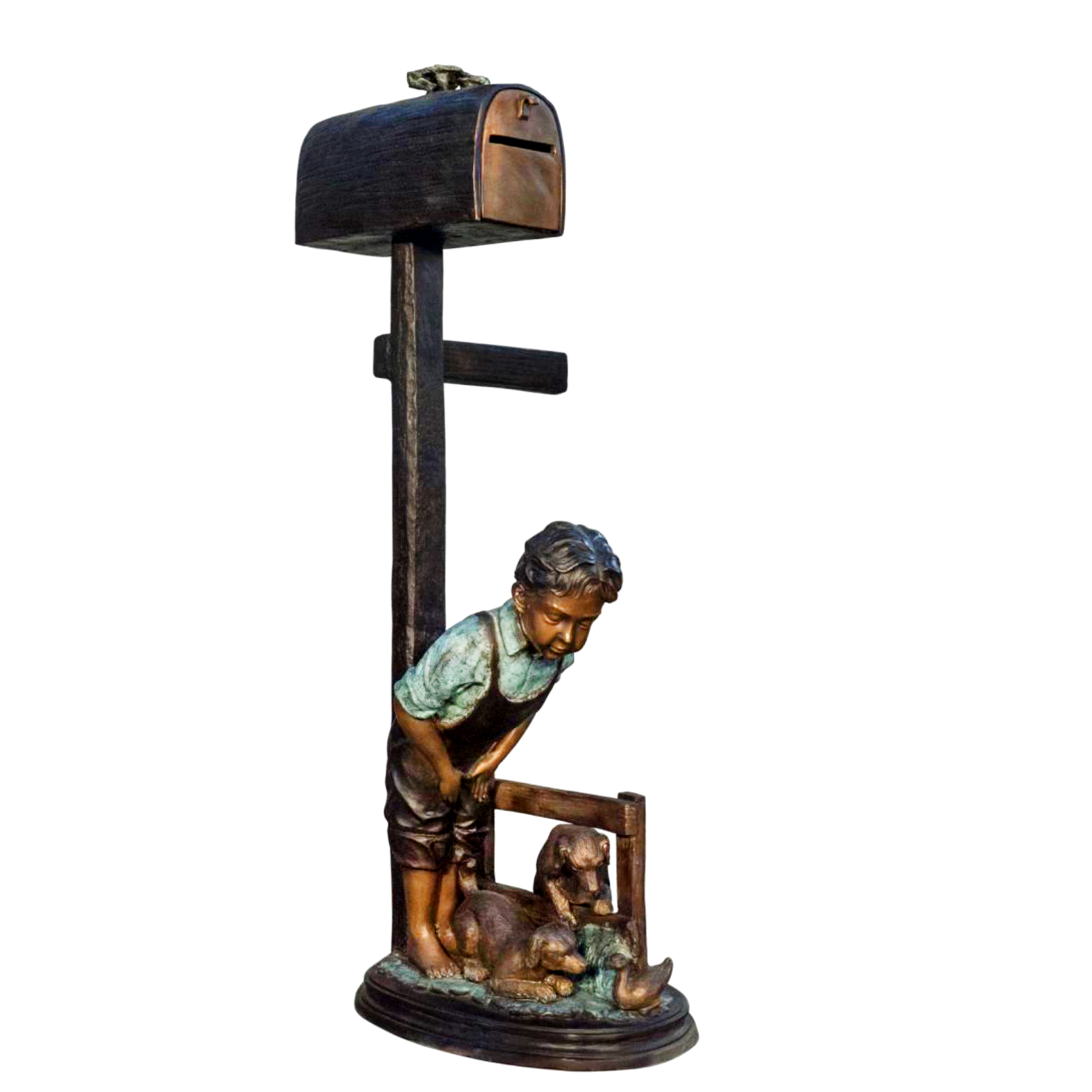 Bronze Boy and Dog Mailbox Metropolitan Galleries Inc.