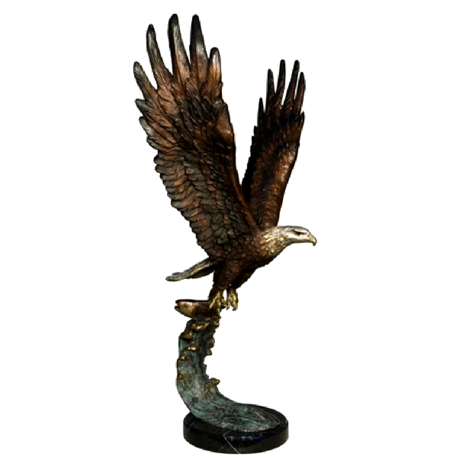 Bronze Flying Eagle on Rock Sculpture Metropolitan Galleries Inc.