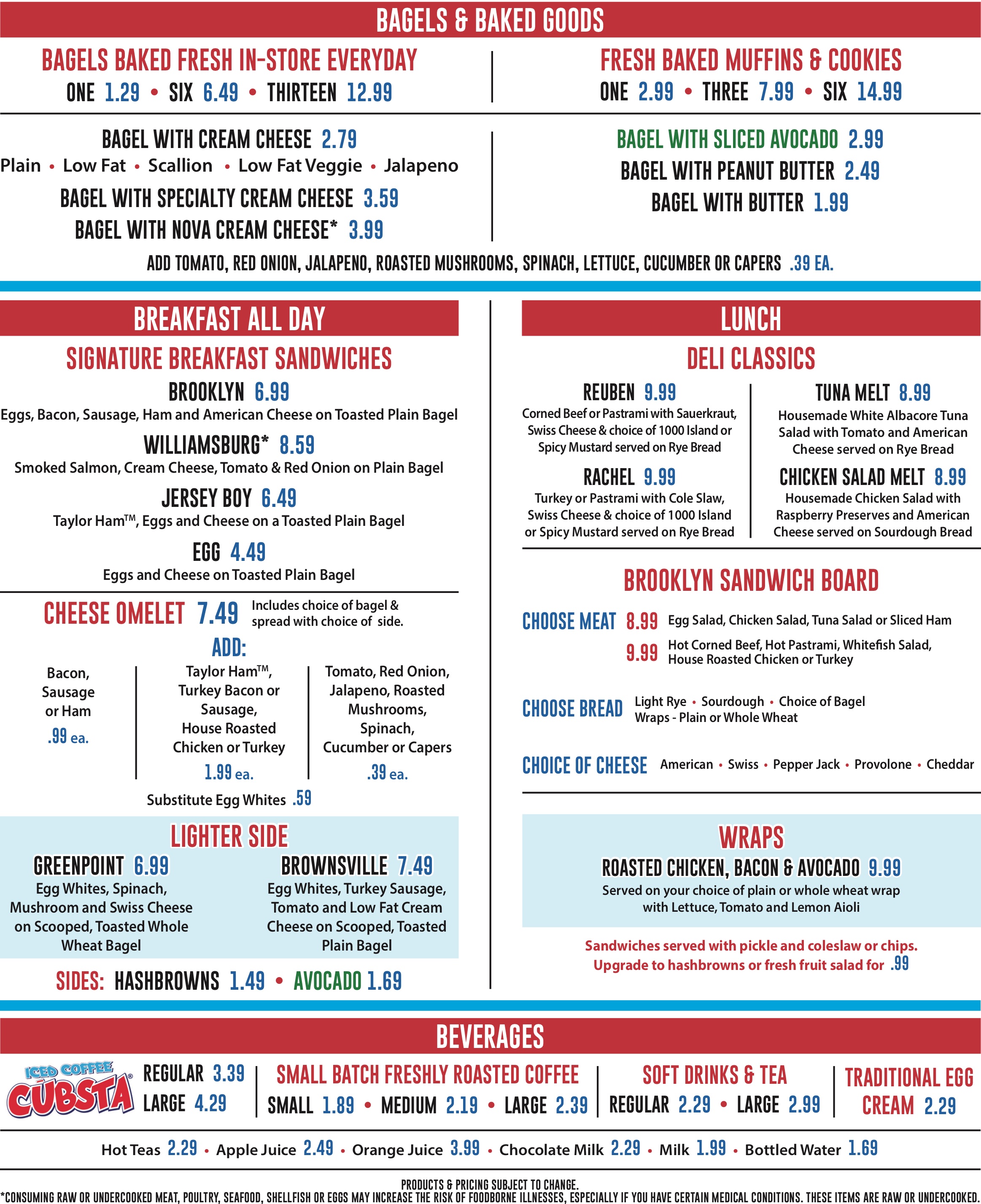 Brooklyn Bagel And Coffee Menu Brooklyn Bagel Coffee Company In Nyc