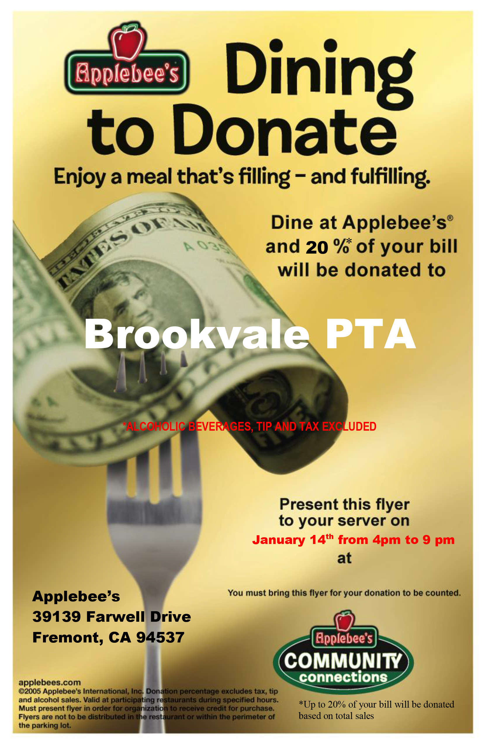 Applebee's Dineout Fundraiser Brookvale PTA