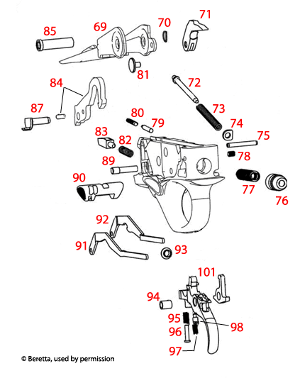 Beretta® A400 Action 20Ga Trigger Assembly Schematic - Brownells UK