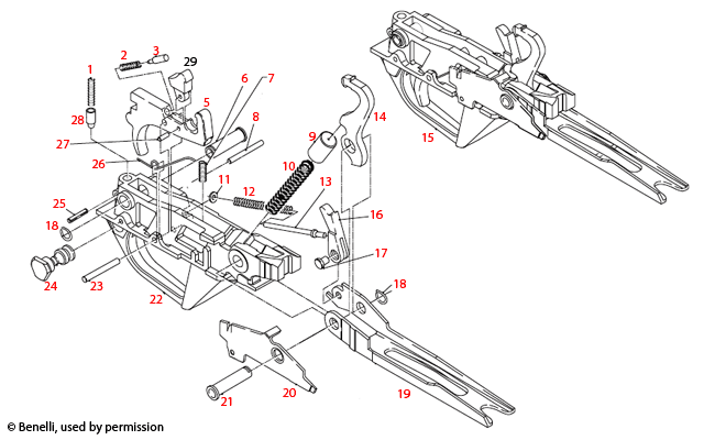 Benelli U.S.A.® Super Black Eagle II Trigger Assembly Schematic