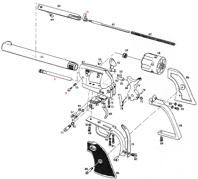 Colt® Single Action Army 3rd Gen. B.P. Frame Schematic Brownells UK