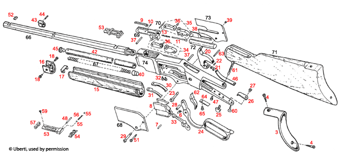Uberti® 1866 Rifle Schematic - Brownells UK
