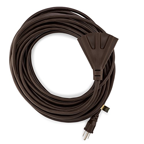 Holiday Lighting Outlet Extension Cord, Brown 50′ 3 Prong, Christmas Light, Holiday Cord, Indoor