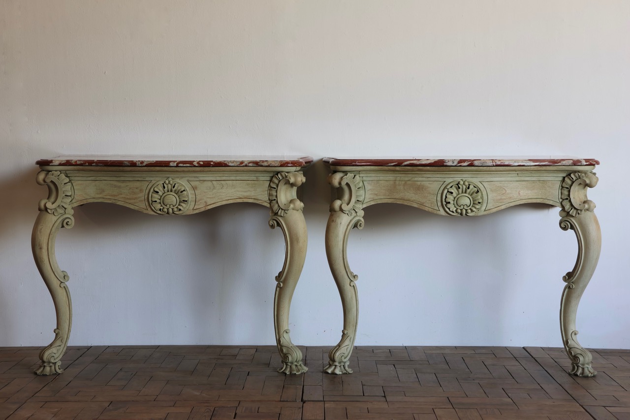 Pair of 19th Century English Console Tables in Bleached Oak