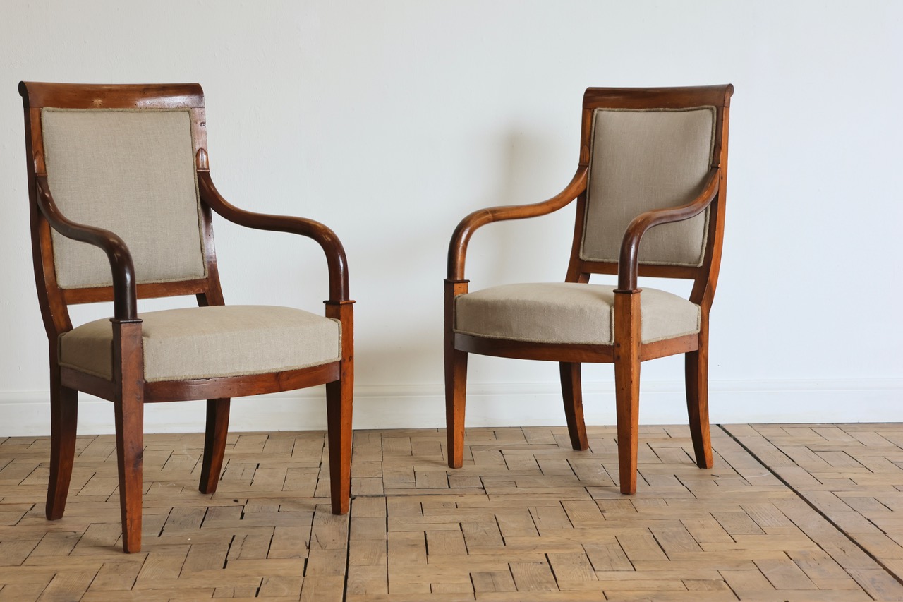 Pair of Early 19th Century French Walnut Armchairs Sofas, Armchairs