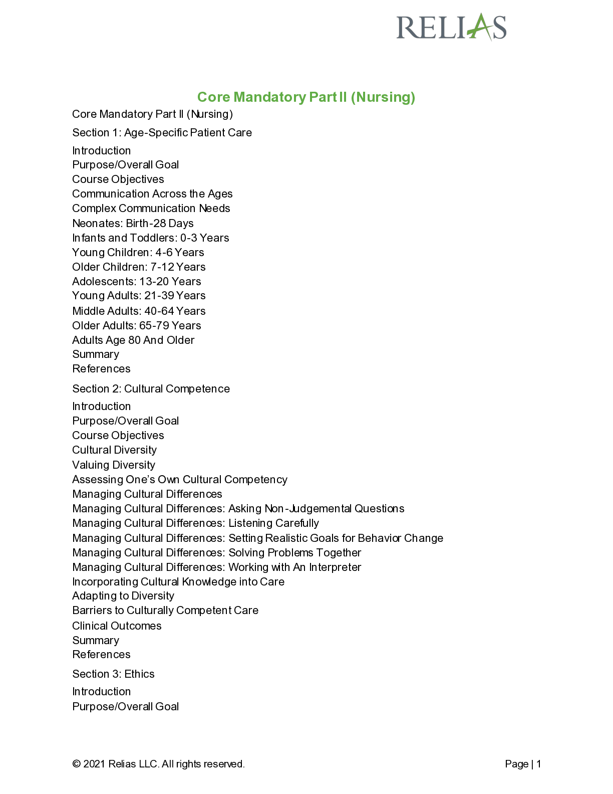 Core Mandatory Part II (Nursing) Study Guide