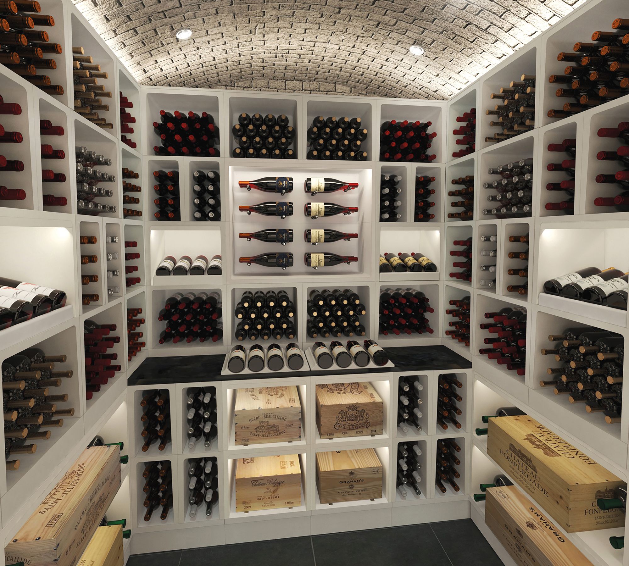 Wines can be stored in a variety of ways in the UnSpiral Cellar's