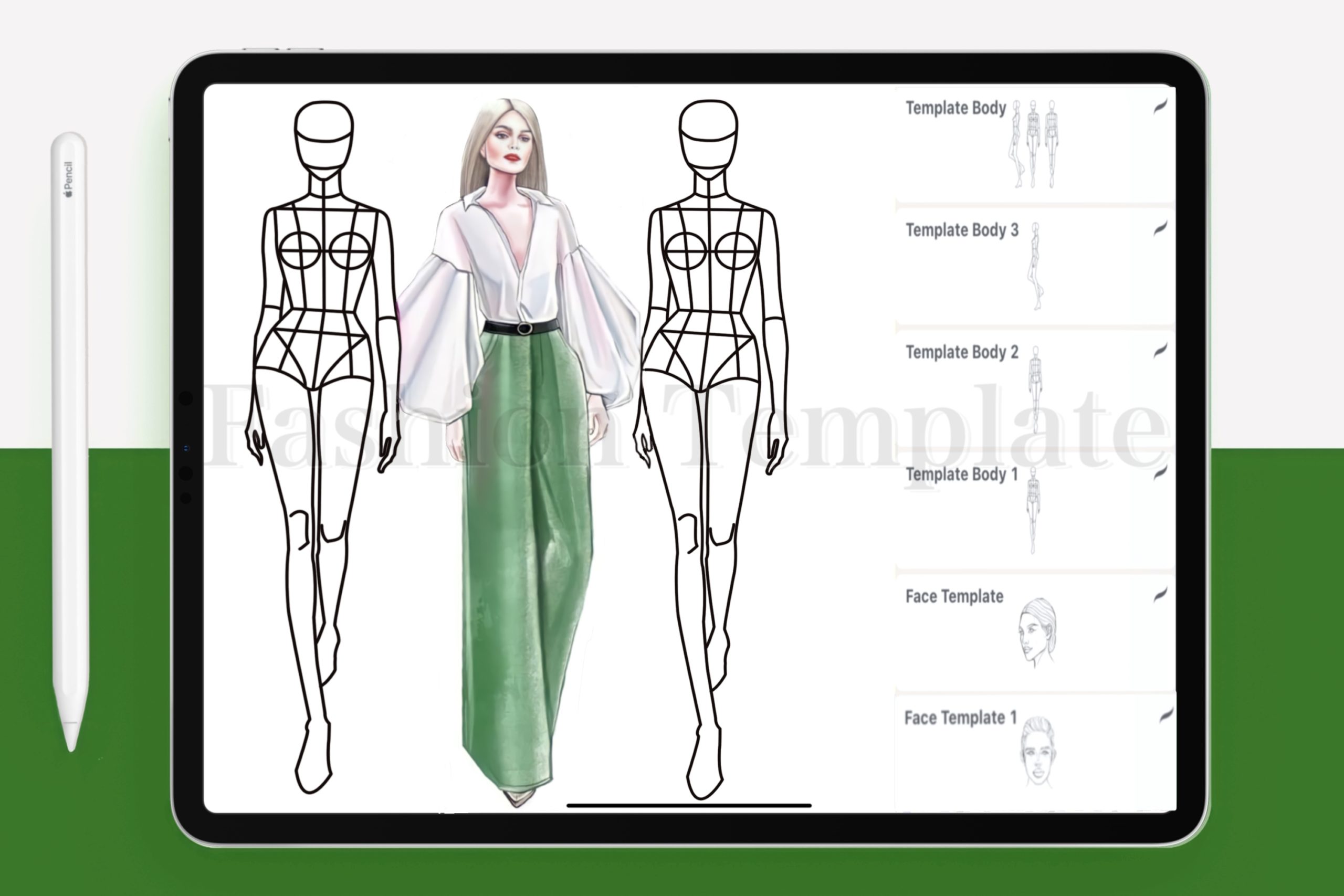 Procreate Template Fashion Figure Stamp Brushes Set Procreate, Fashion body stamp, Female brush