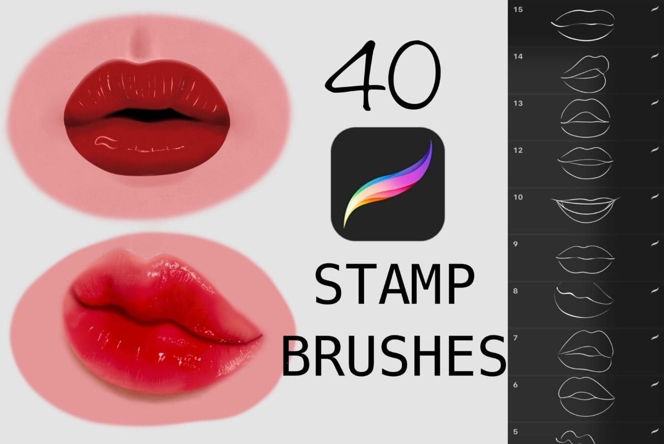 Procreate Lip Stamp Brushes Brush Galaxy