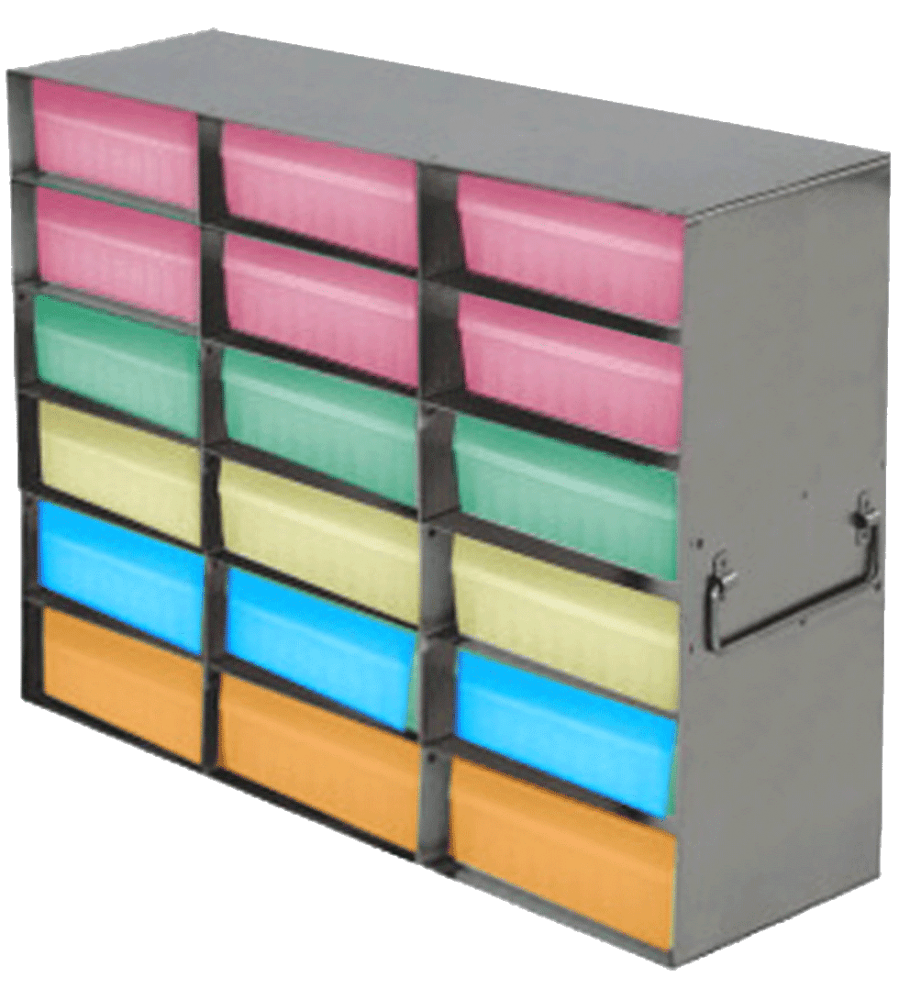 Upright Freezer Racks with 100Cell Hinged Plastic Storage Boxes 3