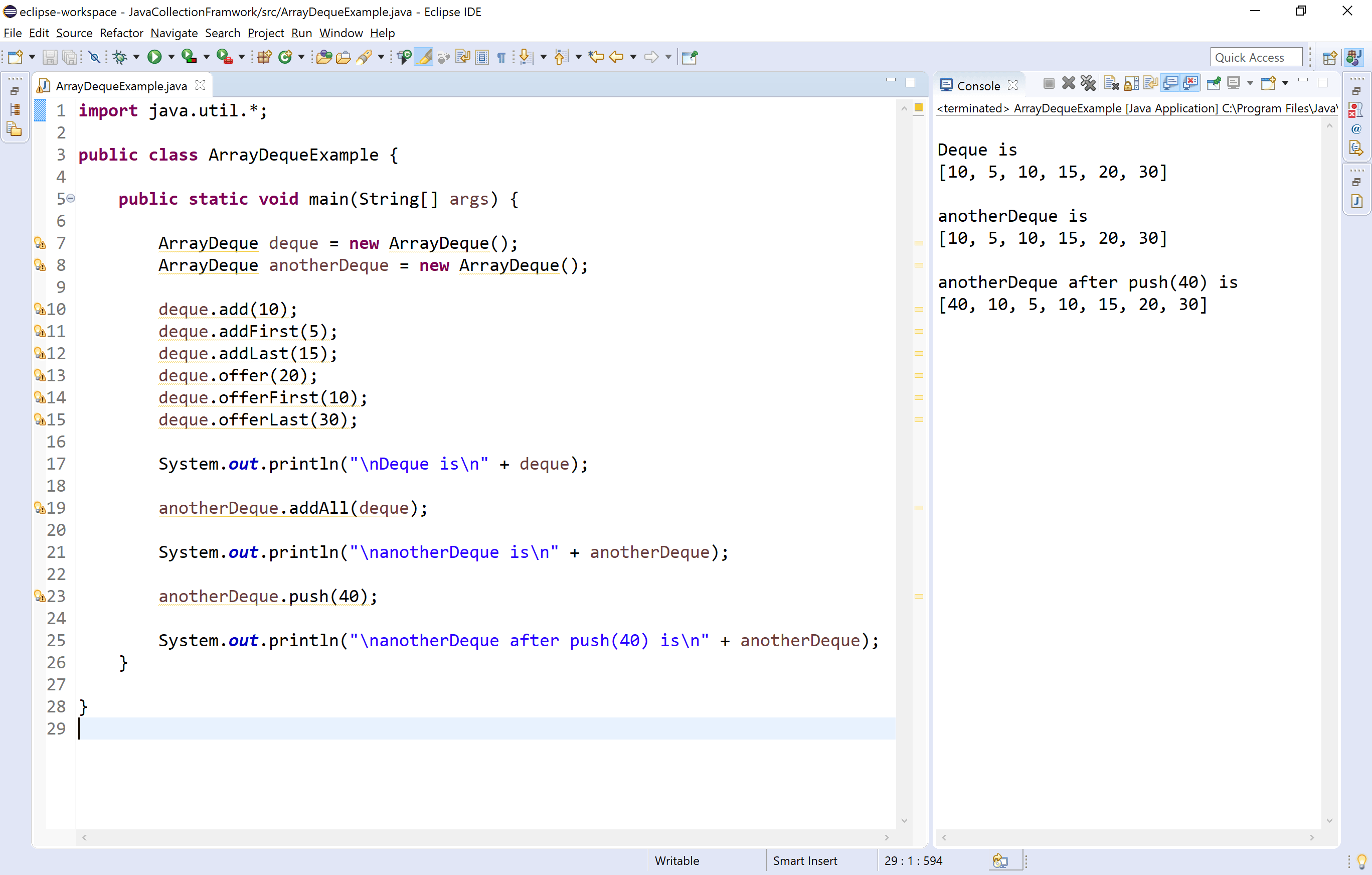 Java Tutorials ArrayDeque Class Collection Framework