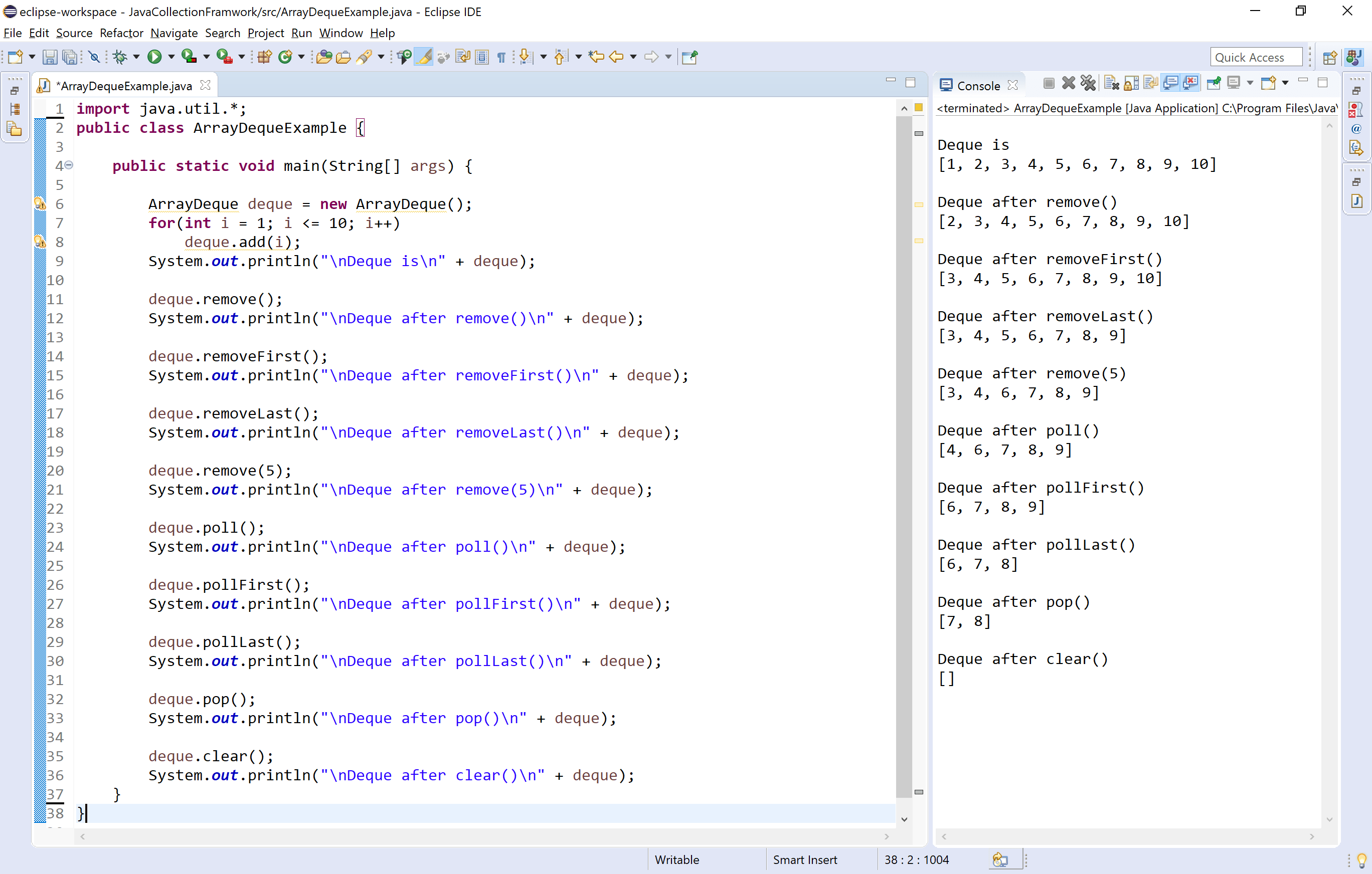 Java Tutorials ArrayDeque Class Collection Framework