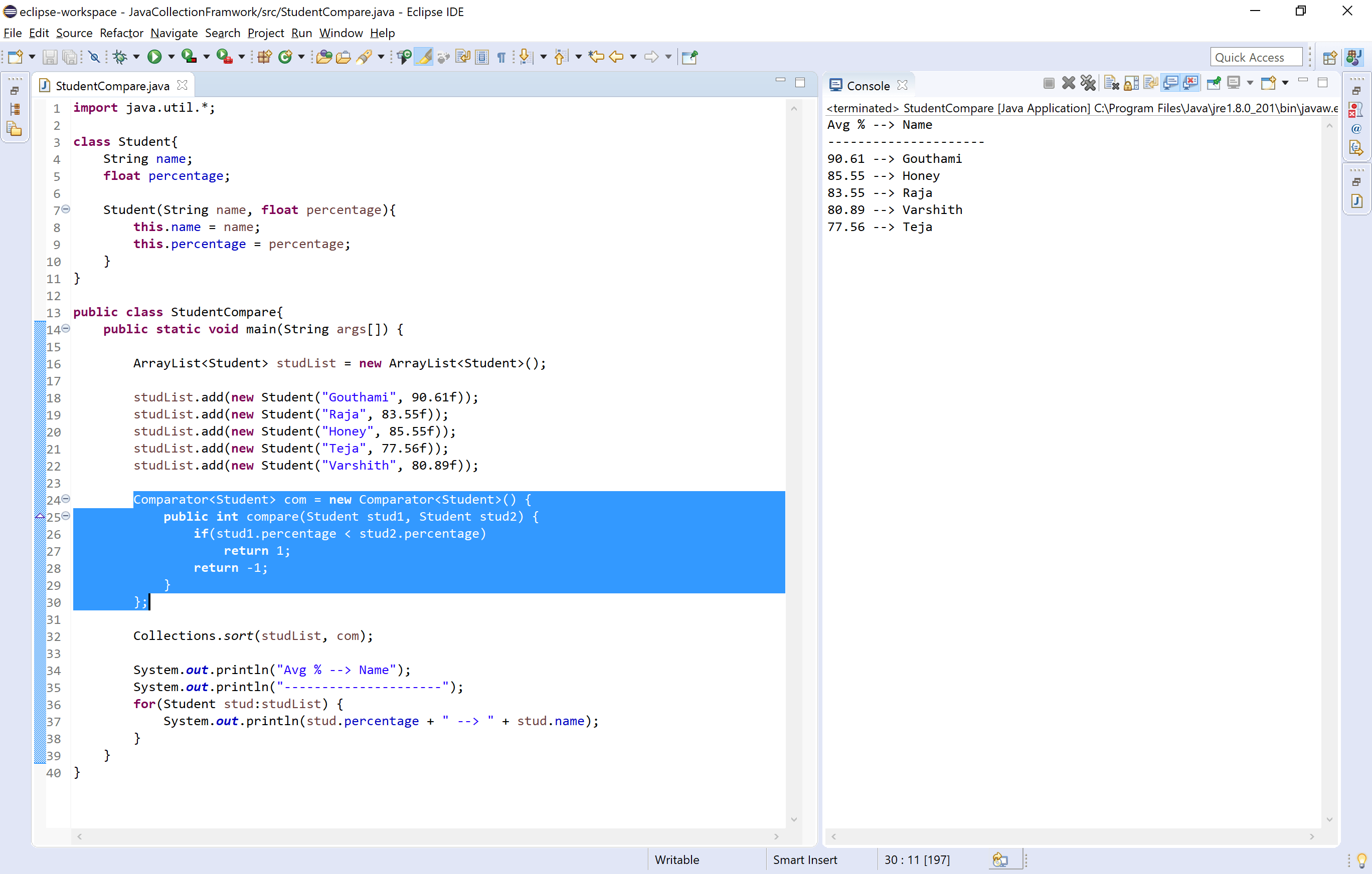 Java Tutorials Comparators in java