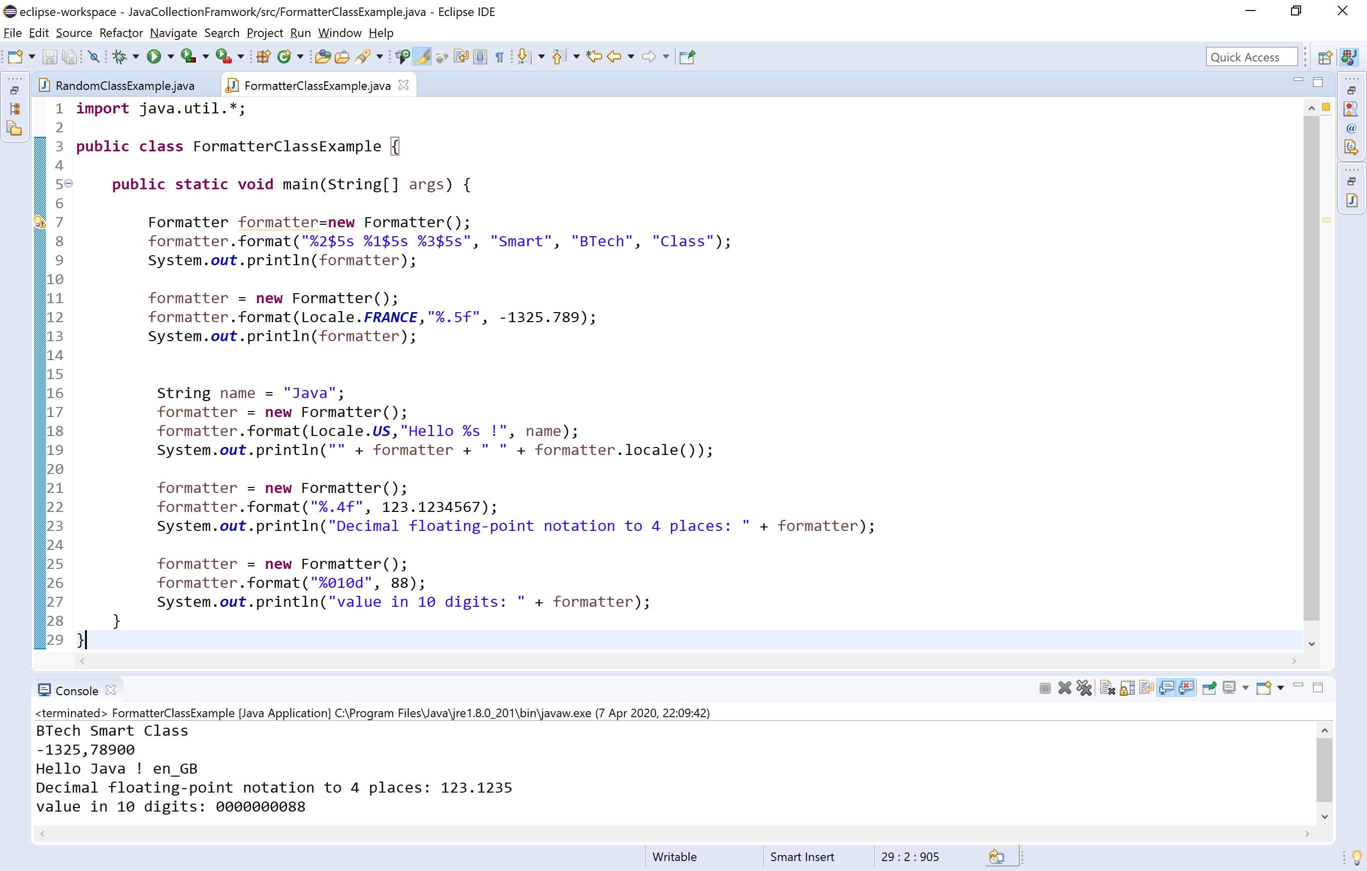 Java Tutorials Formatter class in java Collection framework