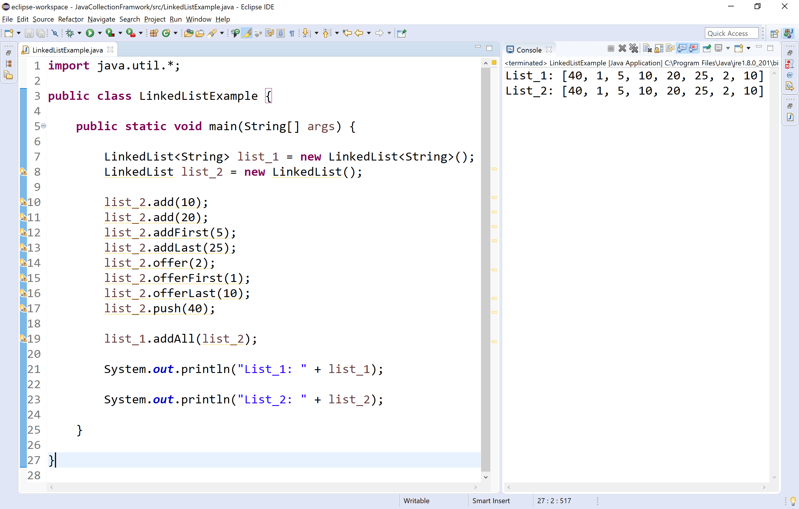 Java Tutorials LinkedList Class Collection Framework